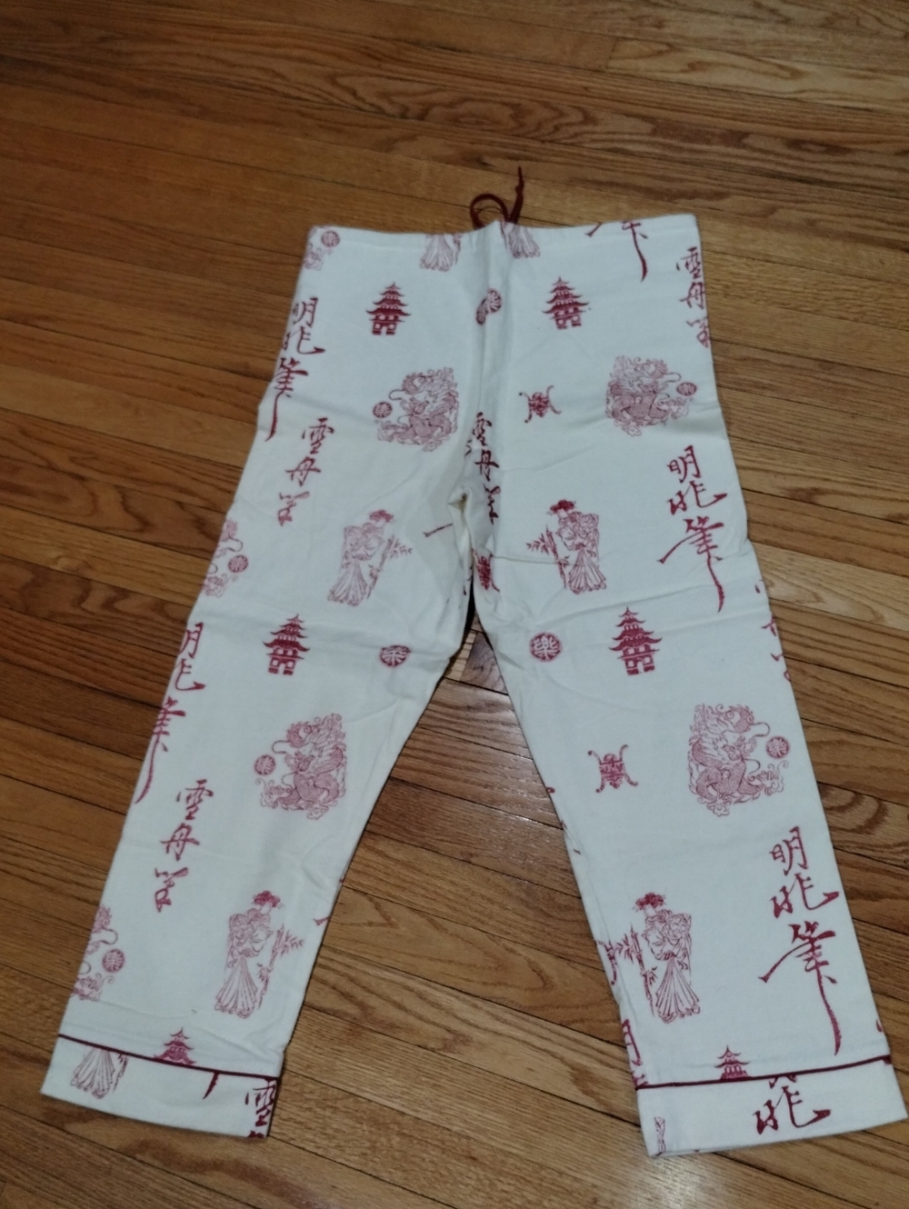 Vtg Y2K Bedhead PJs Set M Organic Cotton Ivory Japanese Print Nwot - Picture 6 of 15